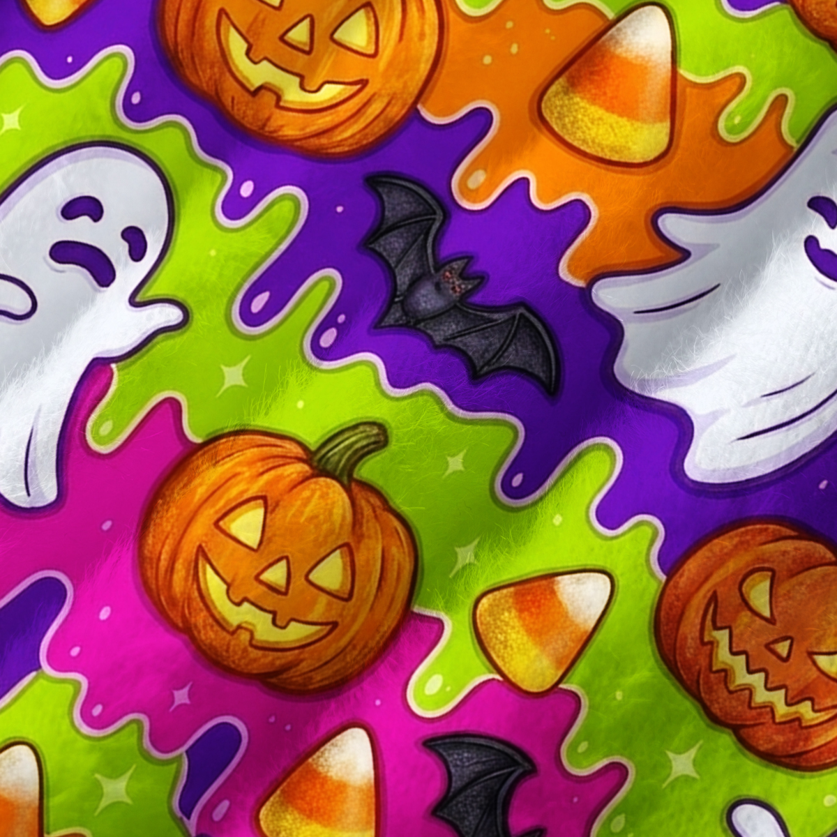 Purplehecate Halloween Ghost Jack‑o'-Lantern Fuzzy Crewneck Sweater