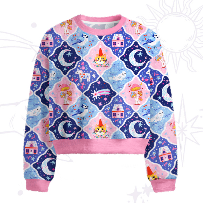 Purplehecate Dreamy Moonlight Fairy Tale Fuzzy Crewneck Sweater