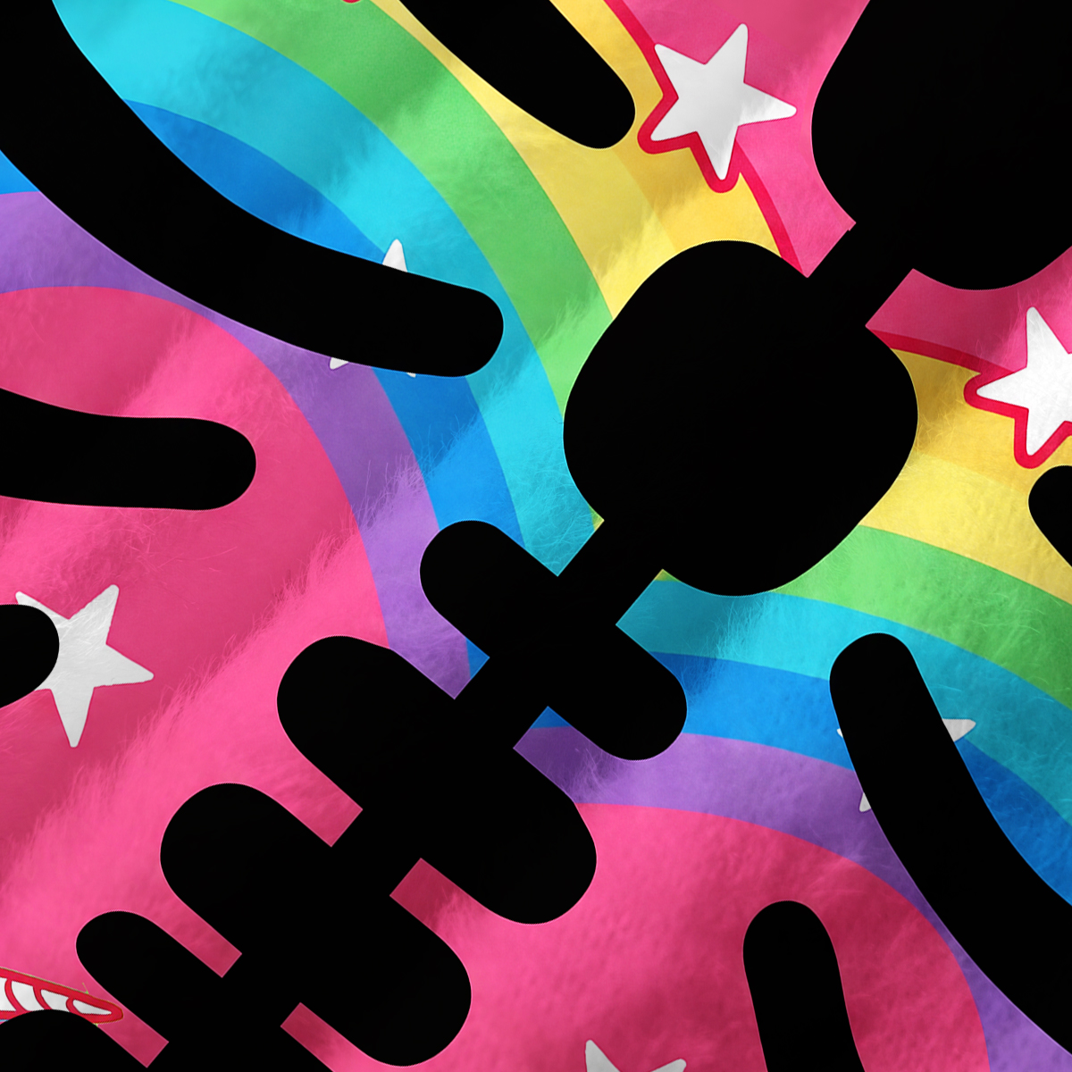 Purplehecate Rainbow Unicorn Skeleton Fuzzy Crewneck Sweater
