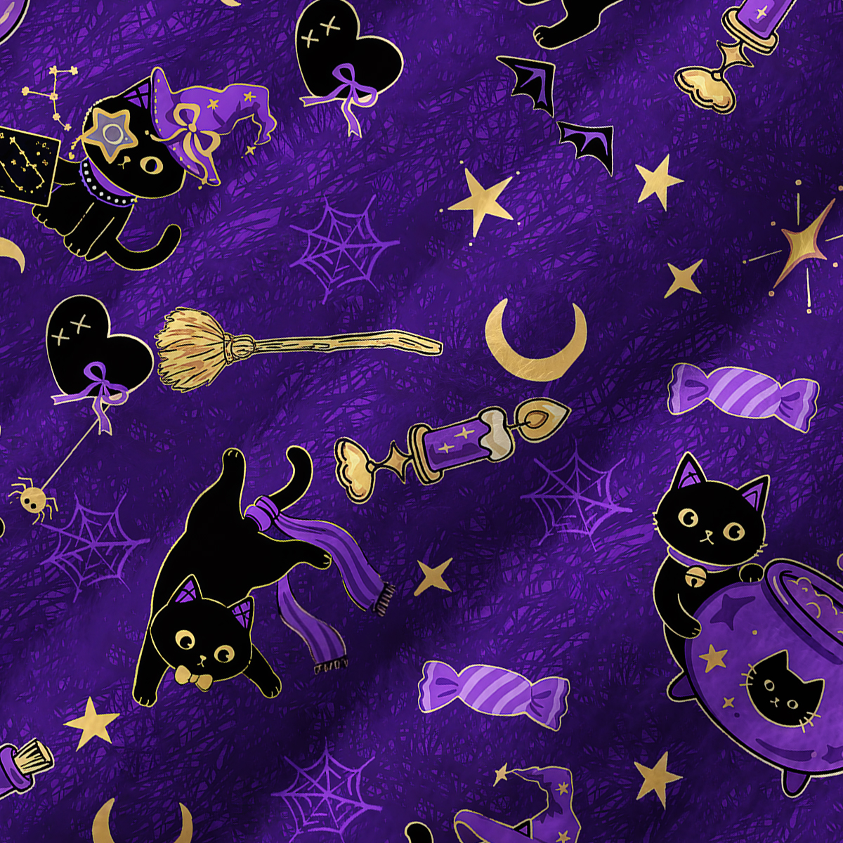 Purplehecate Black Cat Secrets Fuzzy Crewneck Sweater