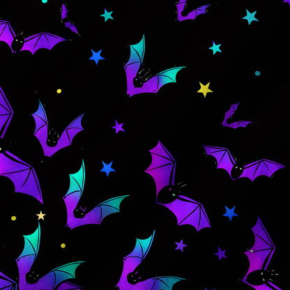 Purplehecate Rainbow Bat Fuzzy Crewneck Sweater