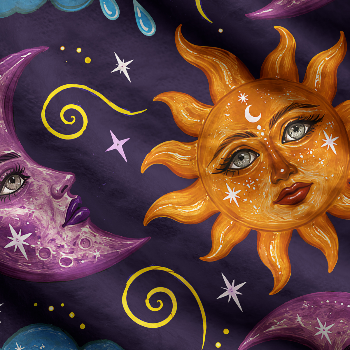 Purplehecate Hippie Sun & Moon Ugly Cardigan Sweaters