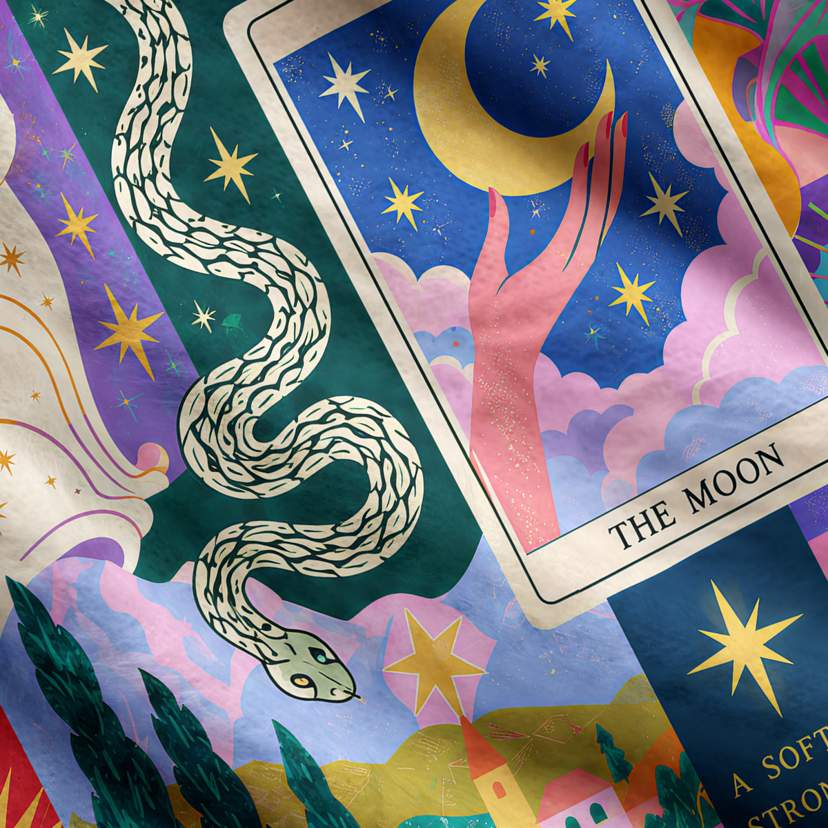 Purplehecate Colorful Mystic Tarot Collage Ugly Cardigan Sweaters