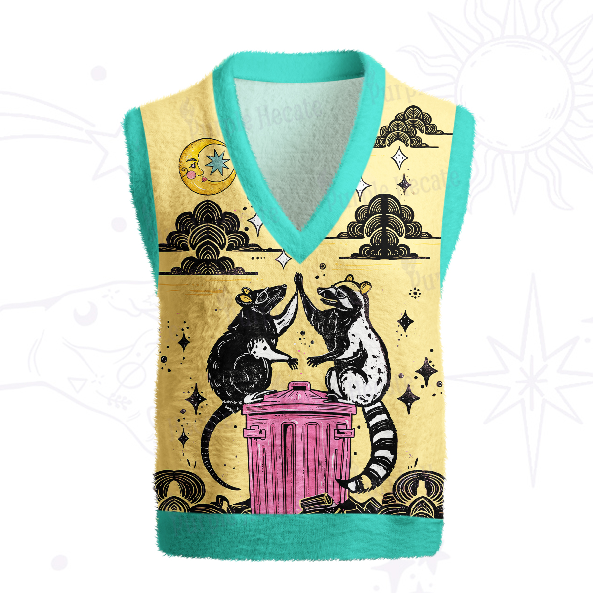 Purplehecate The Team Trash Opossum Tarot Ugly Sweater Vest