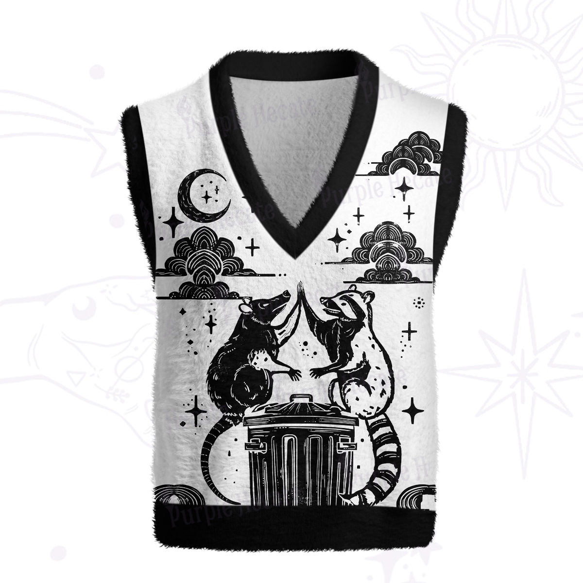 Purplehecate The Team Trash Raccoon Tarot Ugly Sweater Vest