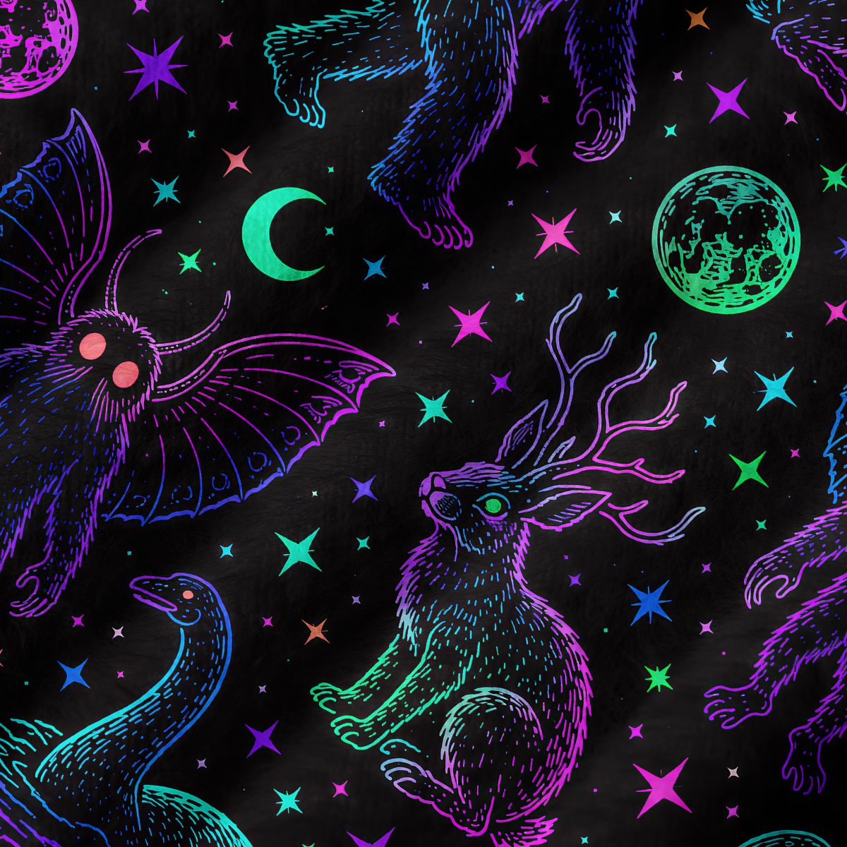 Purplehecate Neon Cryptid Creatures Ugly Sweater Vest