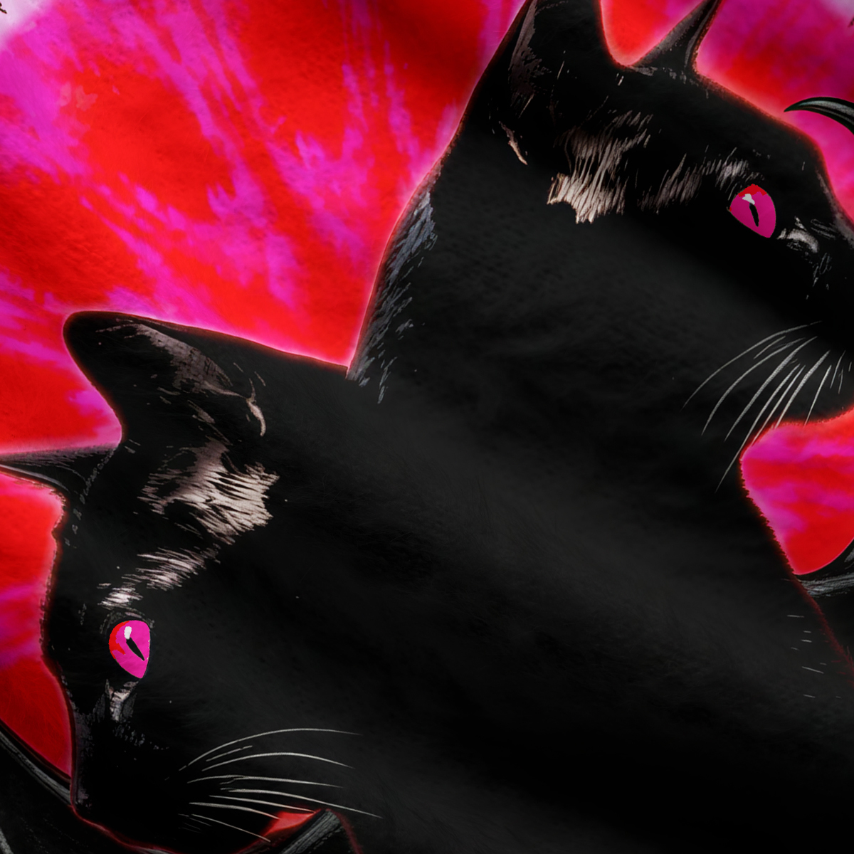 Purplehecate Blood Moon Twin Demon Black Cats Ugly Cardigan Sweaters