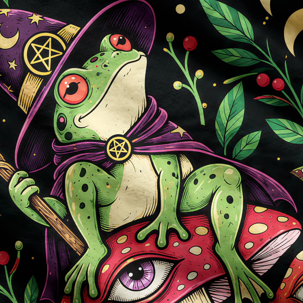 Purplehecate Toad Witch Forest Ugly Cardigan Sweaters