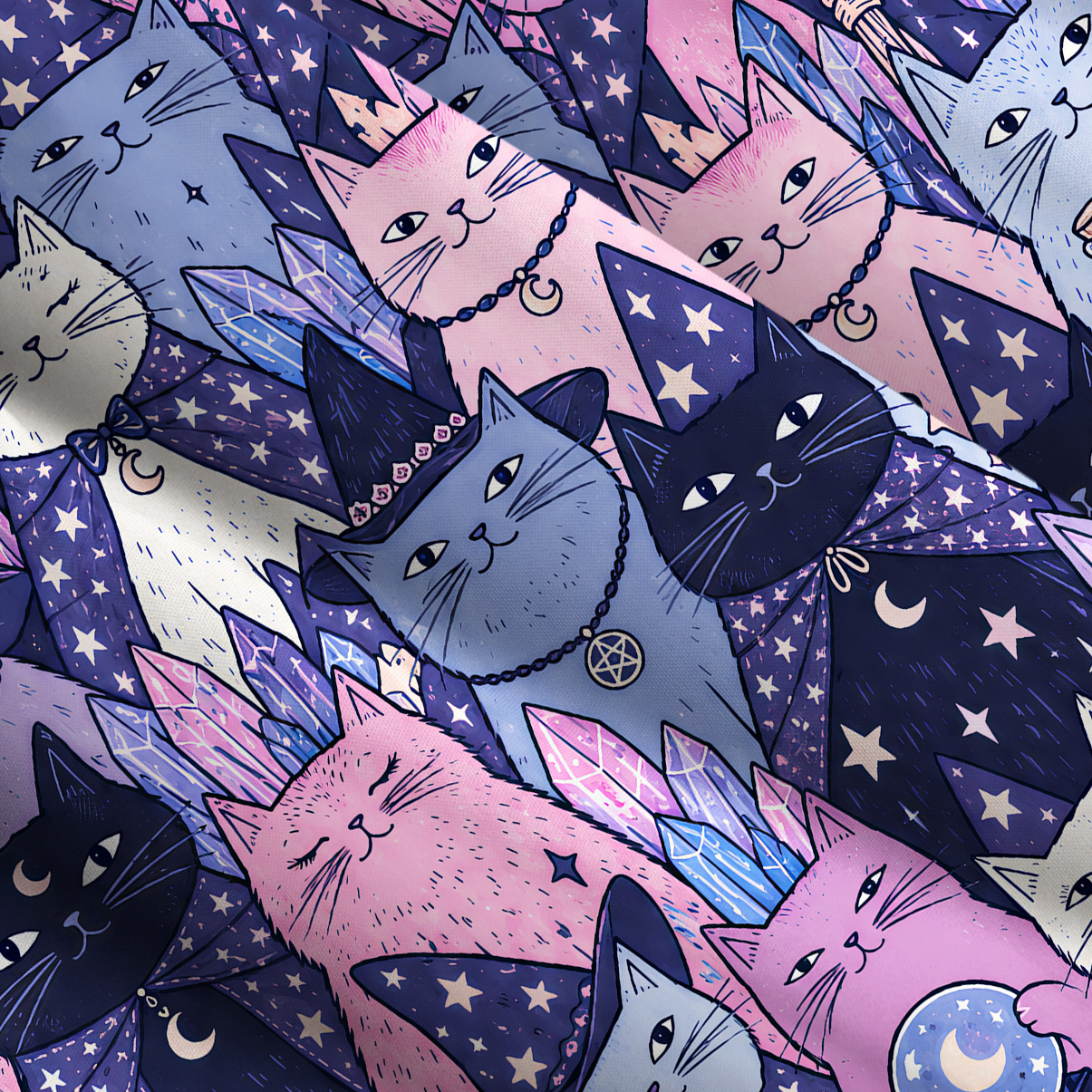 Purplehecate Wizard Kitten Divination Wide Straps Maxi Dress