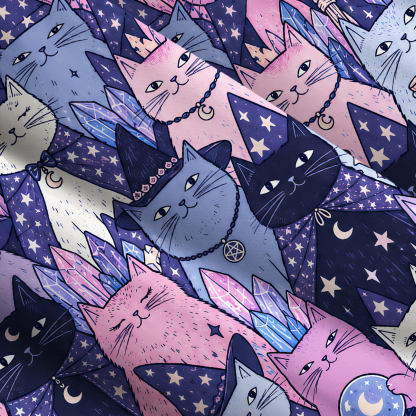 Purplehecate Wizard Kitten Divination Wide Straps Maxi Dress