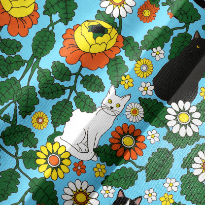 Purplehecate Daisy Cat  Garden Bell Sleeve Dress