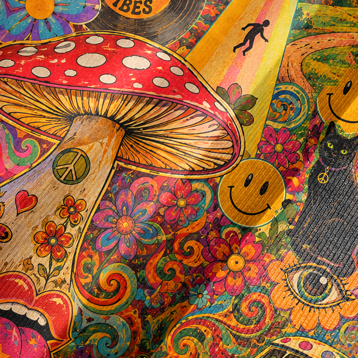Purplehecate Psychedelic Sun Alien Trip Bell Sleeve Dress