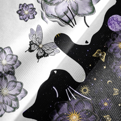 Purplehecate Starlit Cats & Butterflies Bell Sleeve Dress
