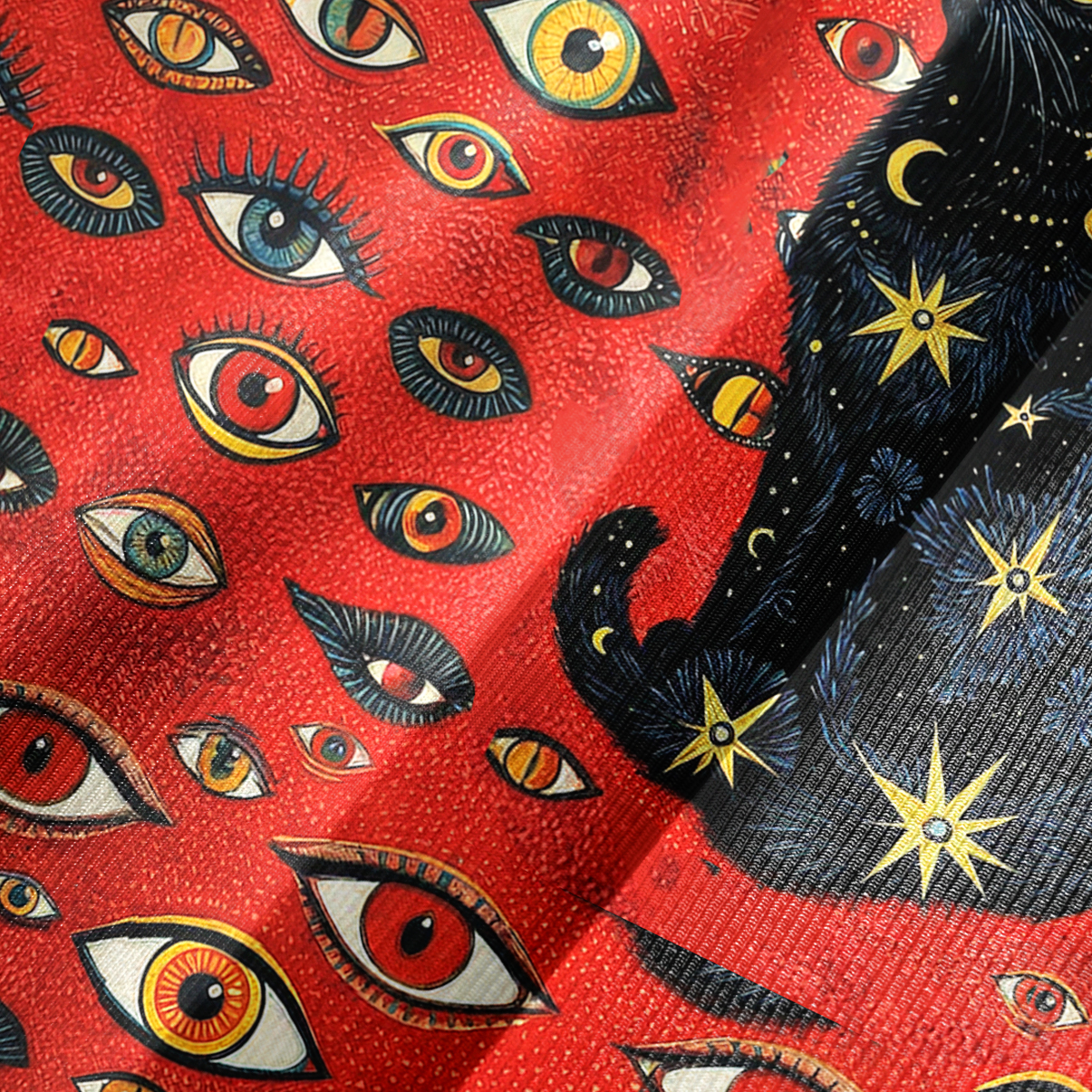 Purplehecate Cosmic Watcher Cat Bell Sleeve Dress