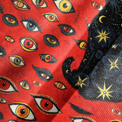 Purplehecate Cosmic Watcher Cat Bell Sleeve Dress