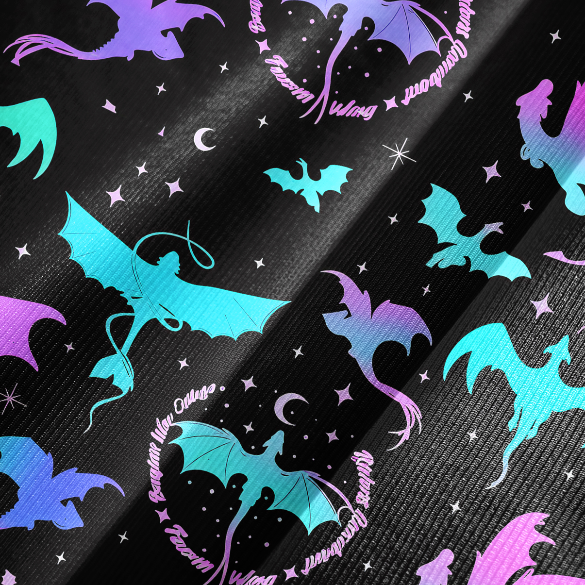 Purplehecate Neon Fantasy Dragon Allover Bell Sleeve Dress