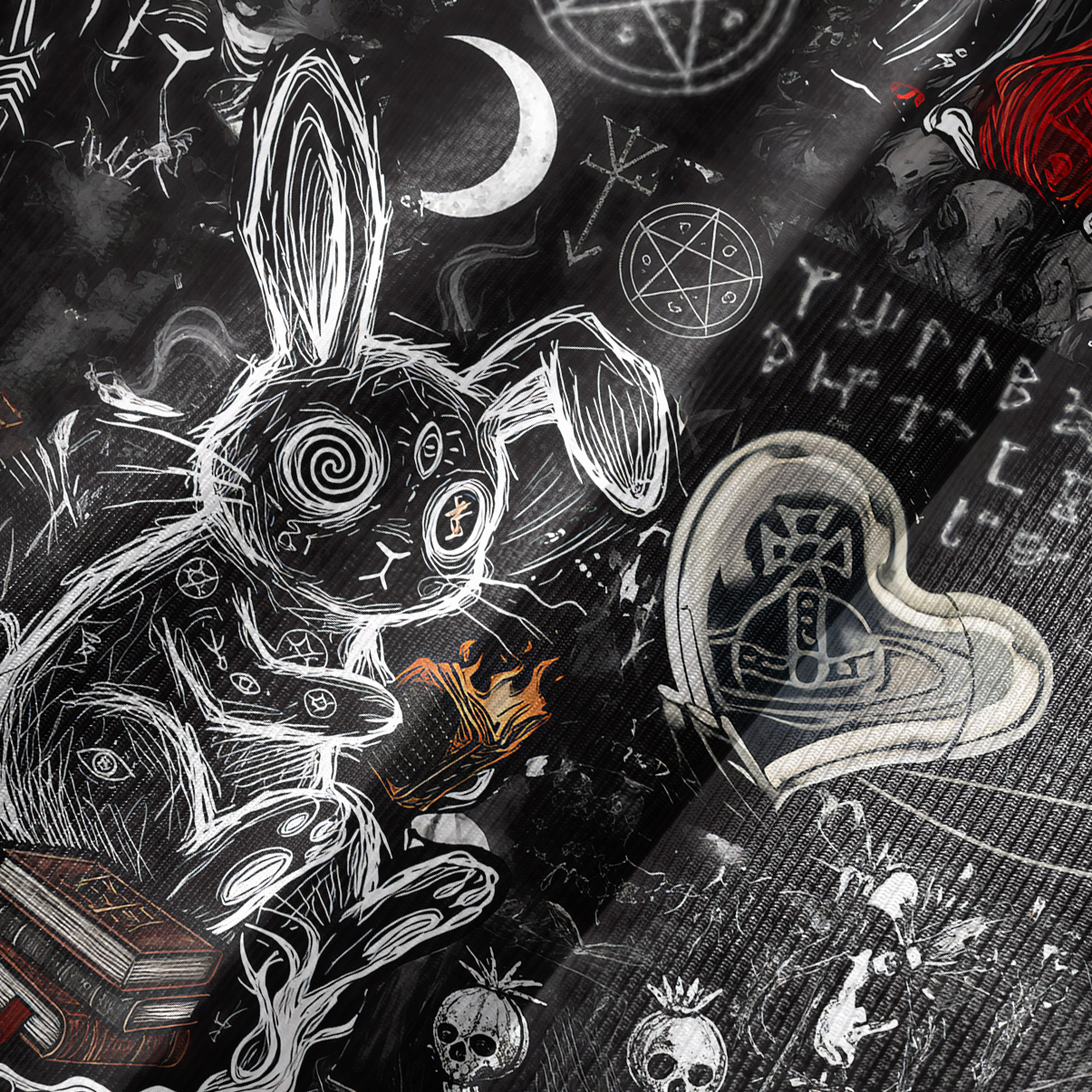 Purplehecate Gothic Cursed Bunny Ritual Bell Sleeve Dress