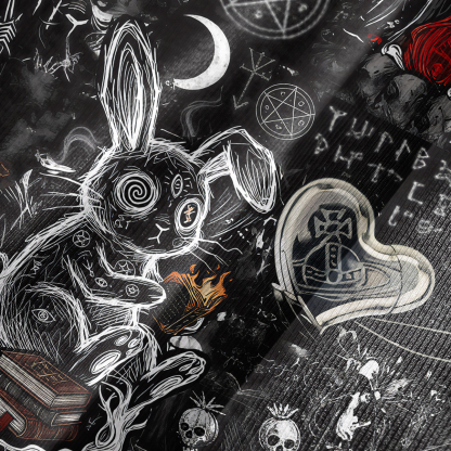 Purplehecate Gothic Cursed Bunny Ritual Bell Sleeve Dress