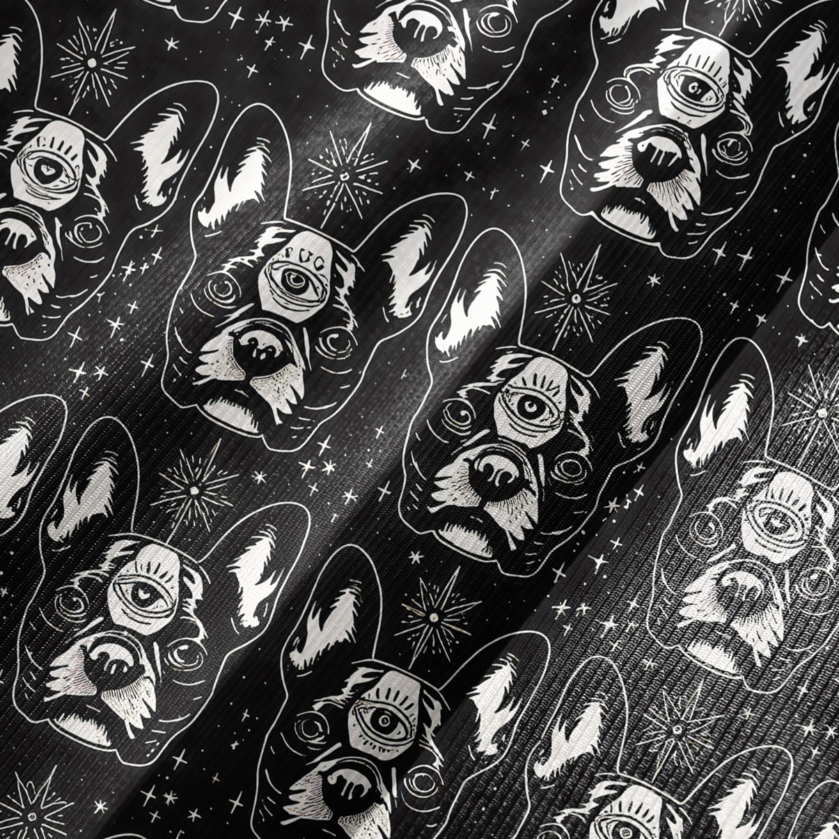 Purplehecate Mystic Boston Terrier Bell Sleeve Dress