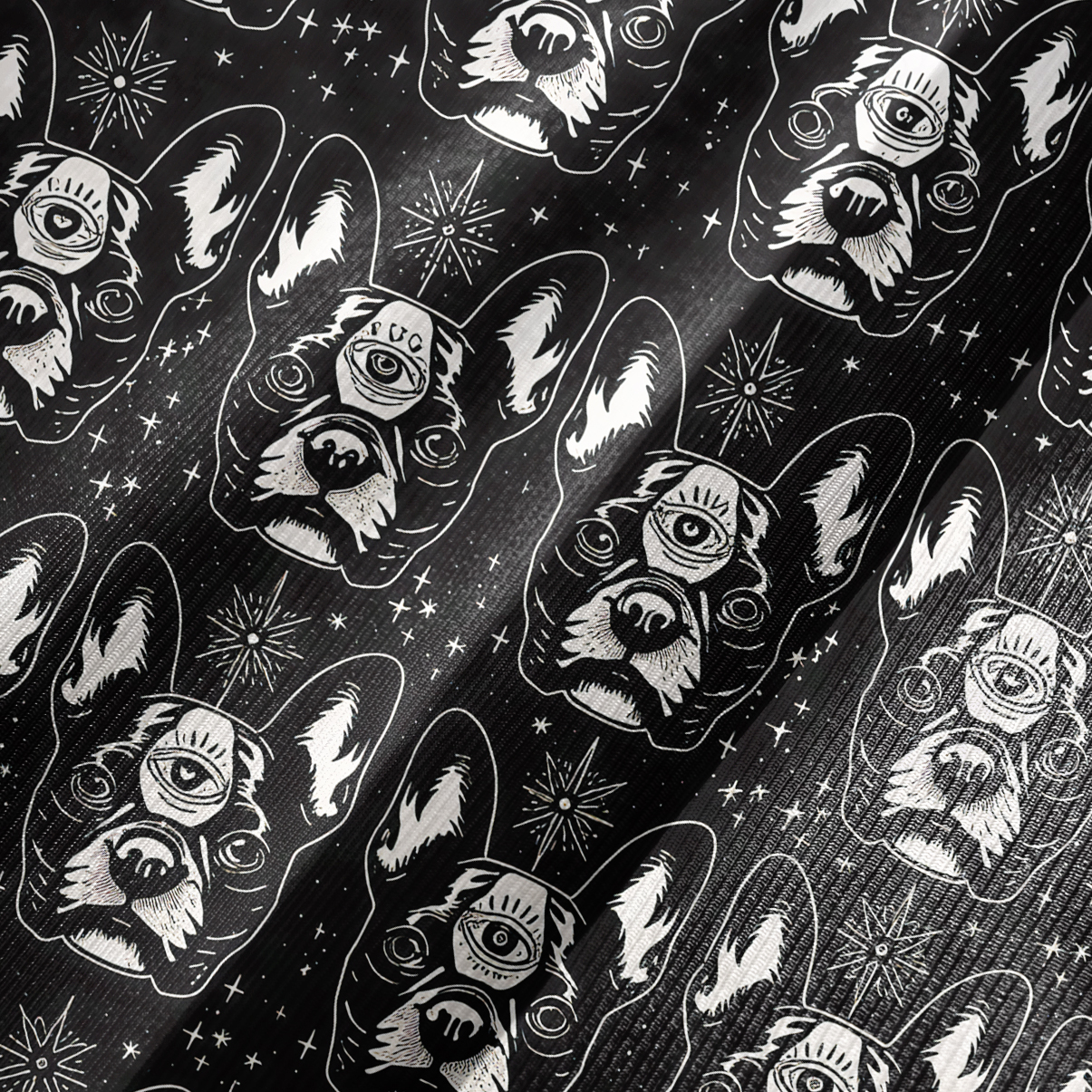 Purplehecate Mystic Boston Terrier Bell Sleeve Dress