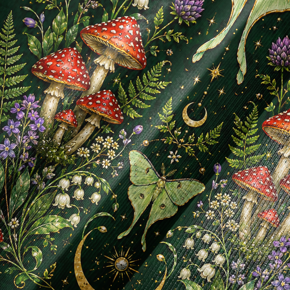 Purplehecate Moonlit Forest Moth Magic Bell Sleeve Dress