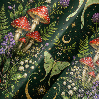 Purplehecate Moonlit Forest Moth Magic Bell Sleeve Dress