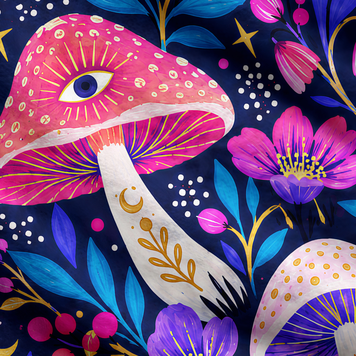 Purplehecate Midnight Magic Mushrooms and Moths Ugly Cardigan Sweaters