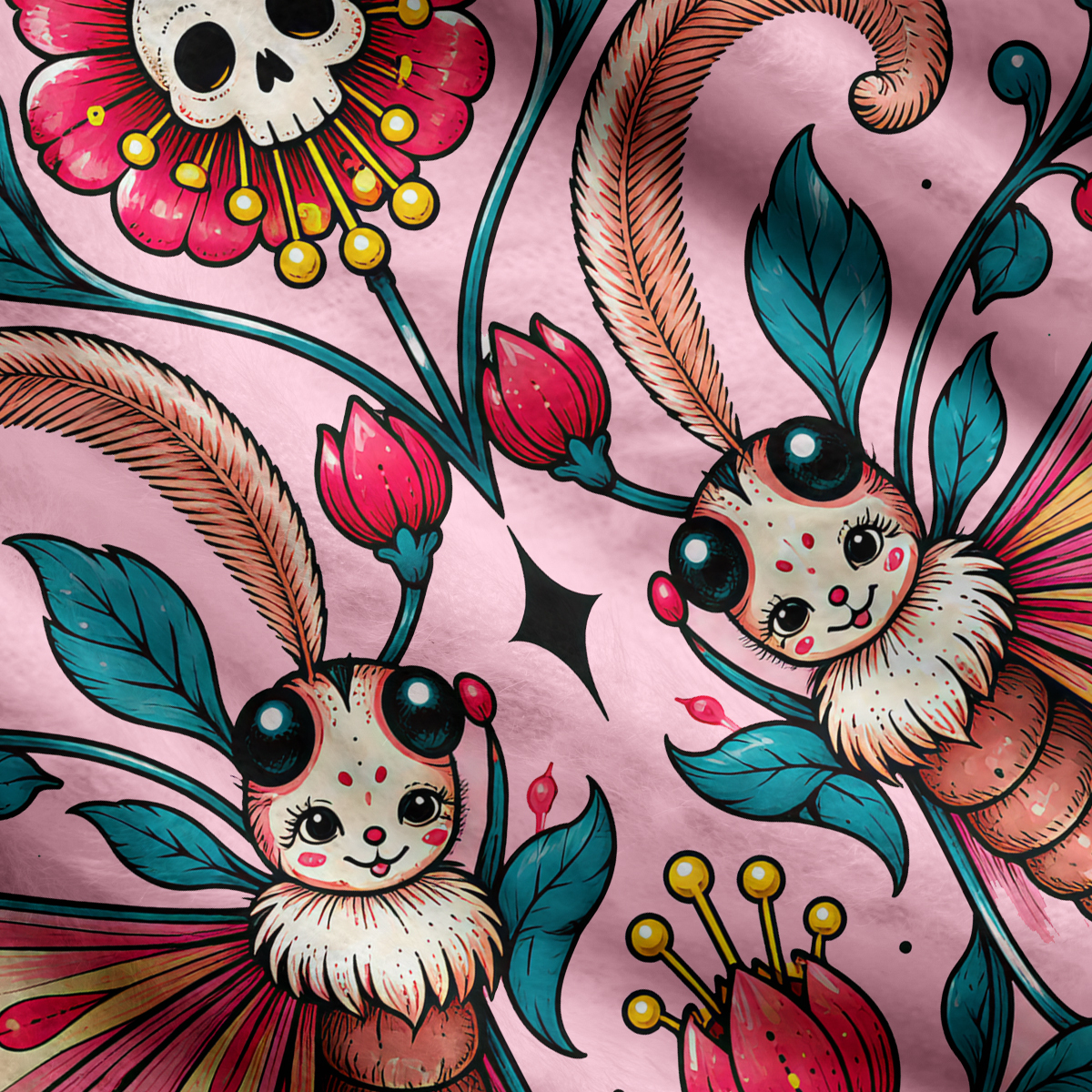 Purplehecate Pastel Gothic Butterfly Skulls Ugly Cardigan Sweaters