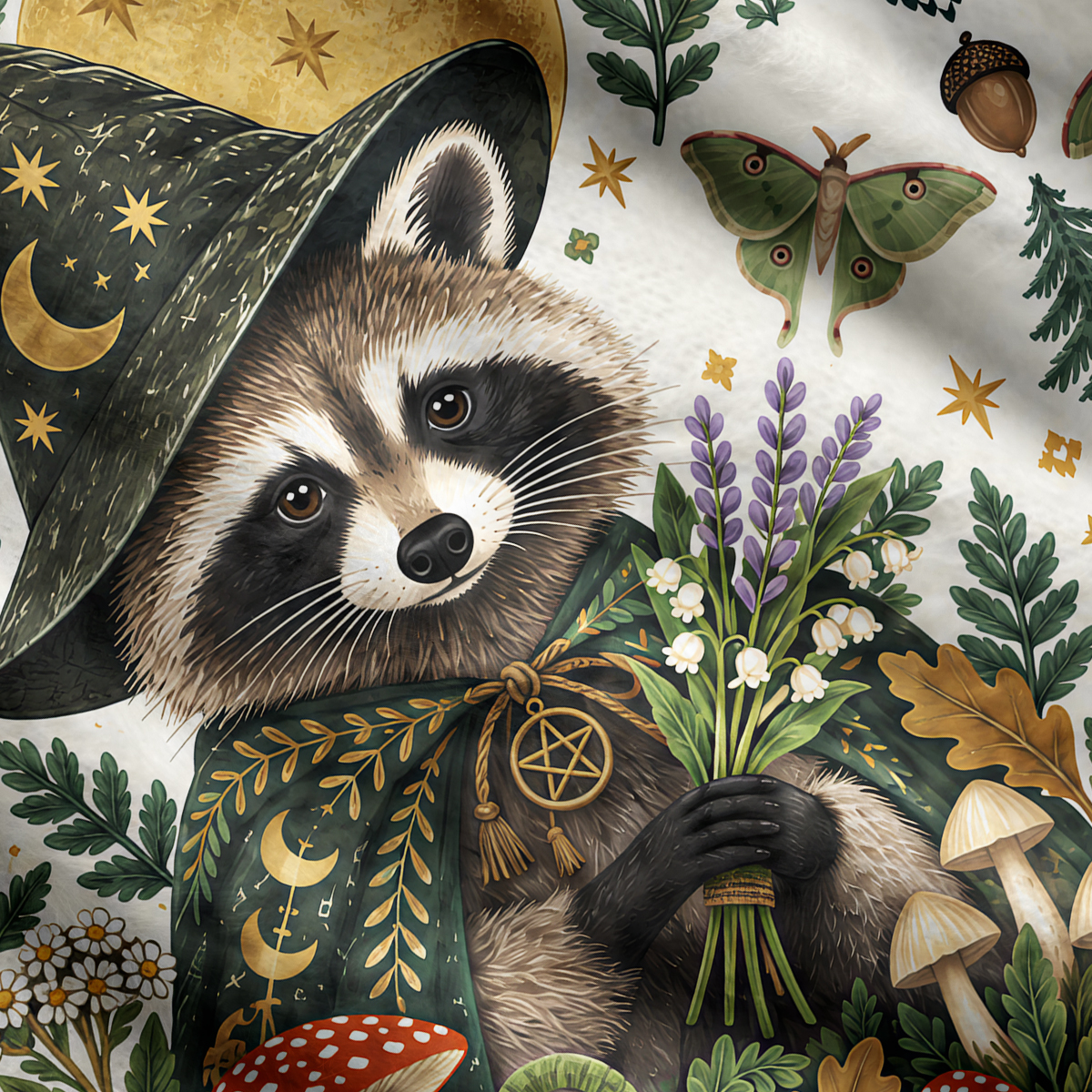 Purplehecate Forest Wizard Raccoon Ugly Cardigan Sweaters
