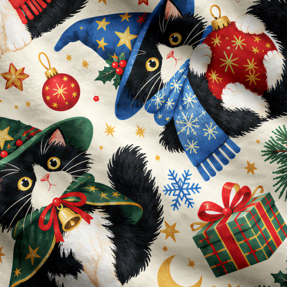 Purplehecate Christmas Wizard Cats Party Ugly Cardigan Sweaters