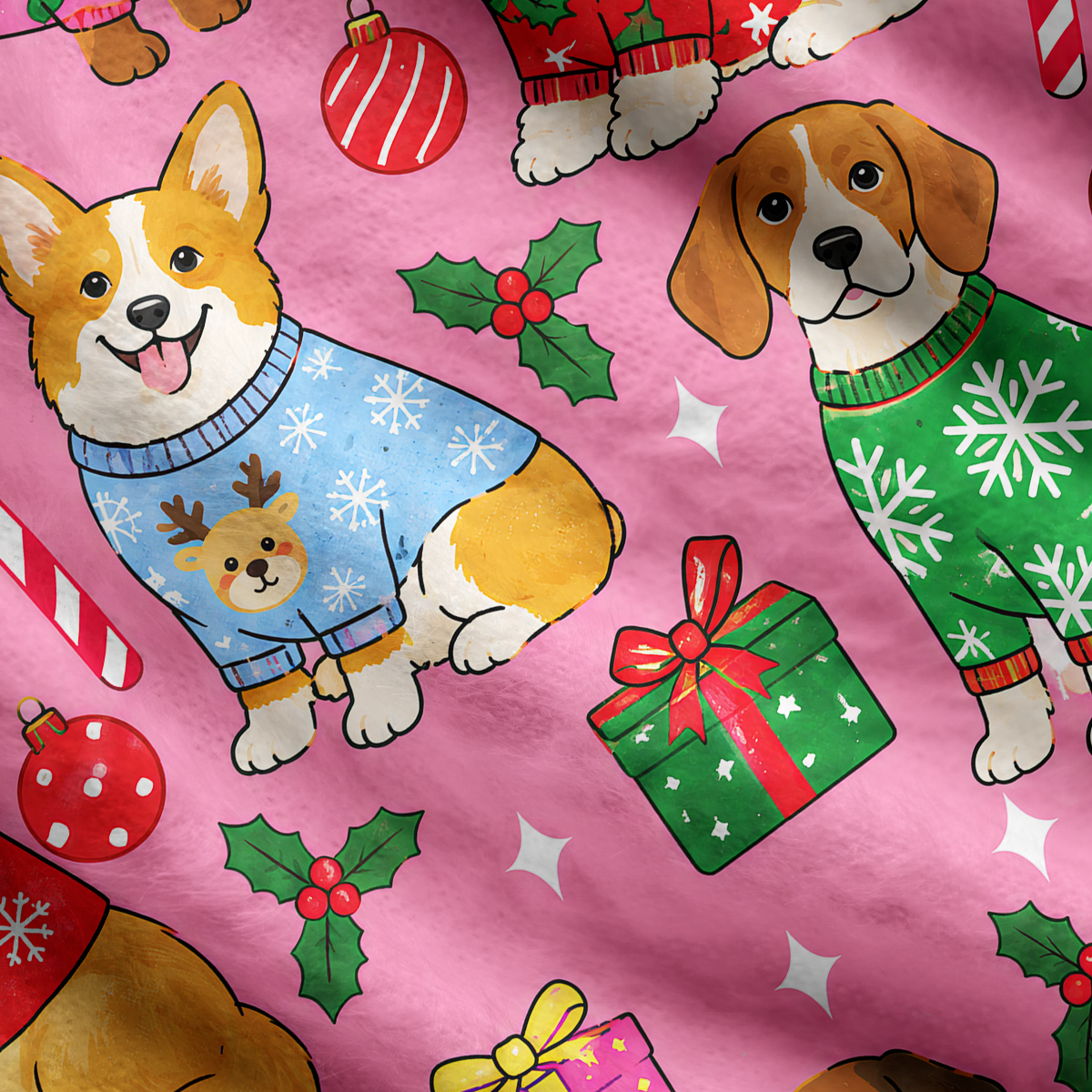 Purplehecate Festive Christmas Puppy Ugly Cardigan Sweaters