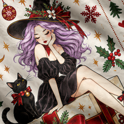 Purplehecate Christmas Gift Box Witch Girl Ugly Cardigan Sweaters