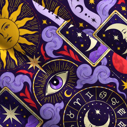 Purplehecate Celestial Tarot Astrology Wide Straps Maxi Dress