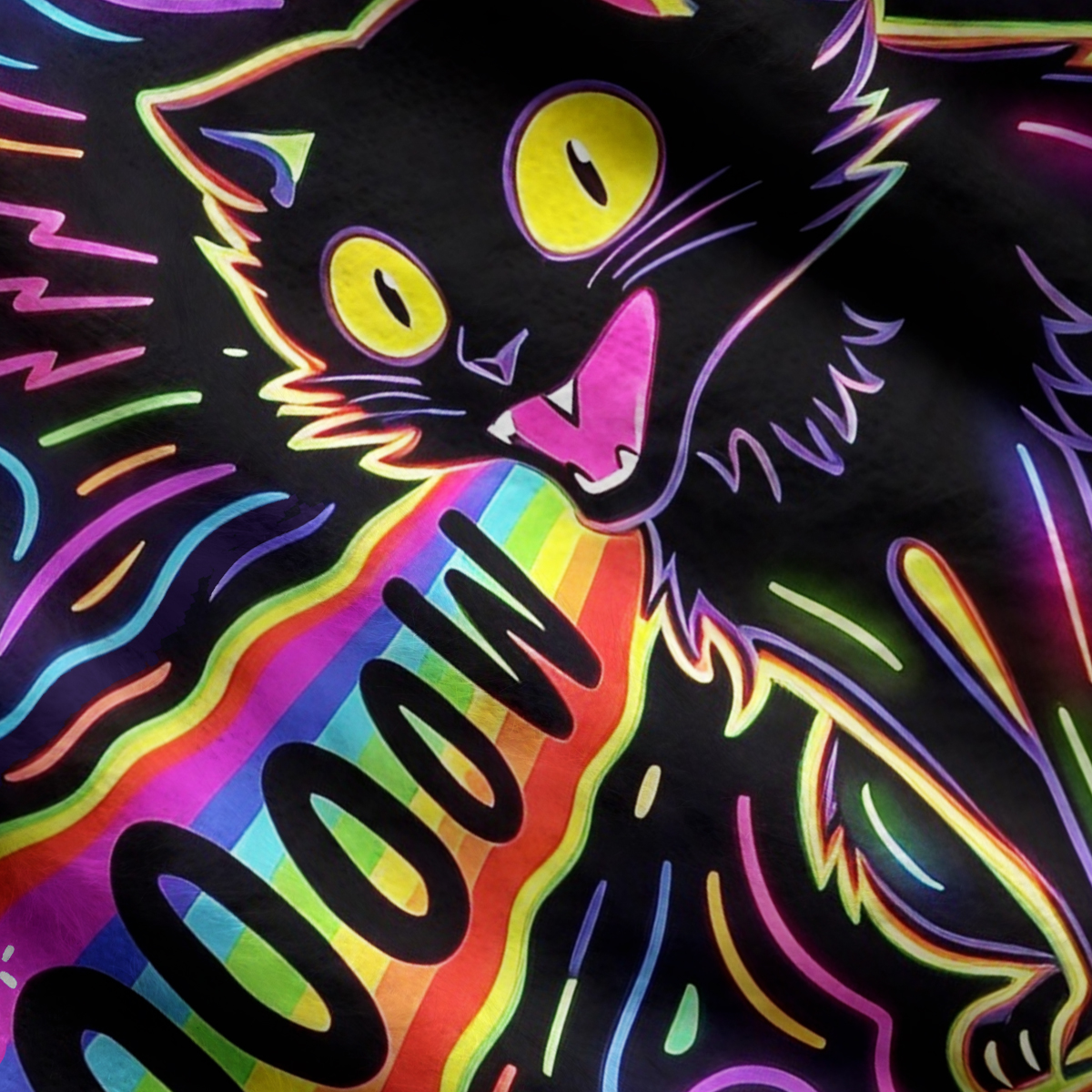 Purplehecate Psychedelic Rainbow Scream Cat Ugly Cardigan Sweaters