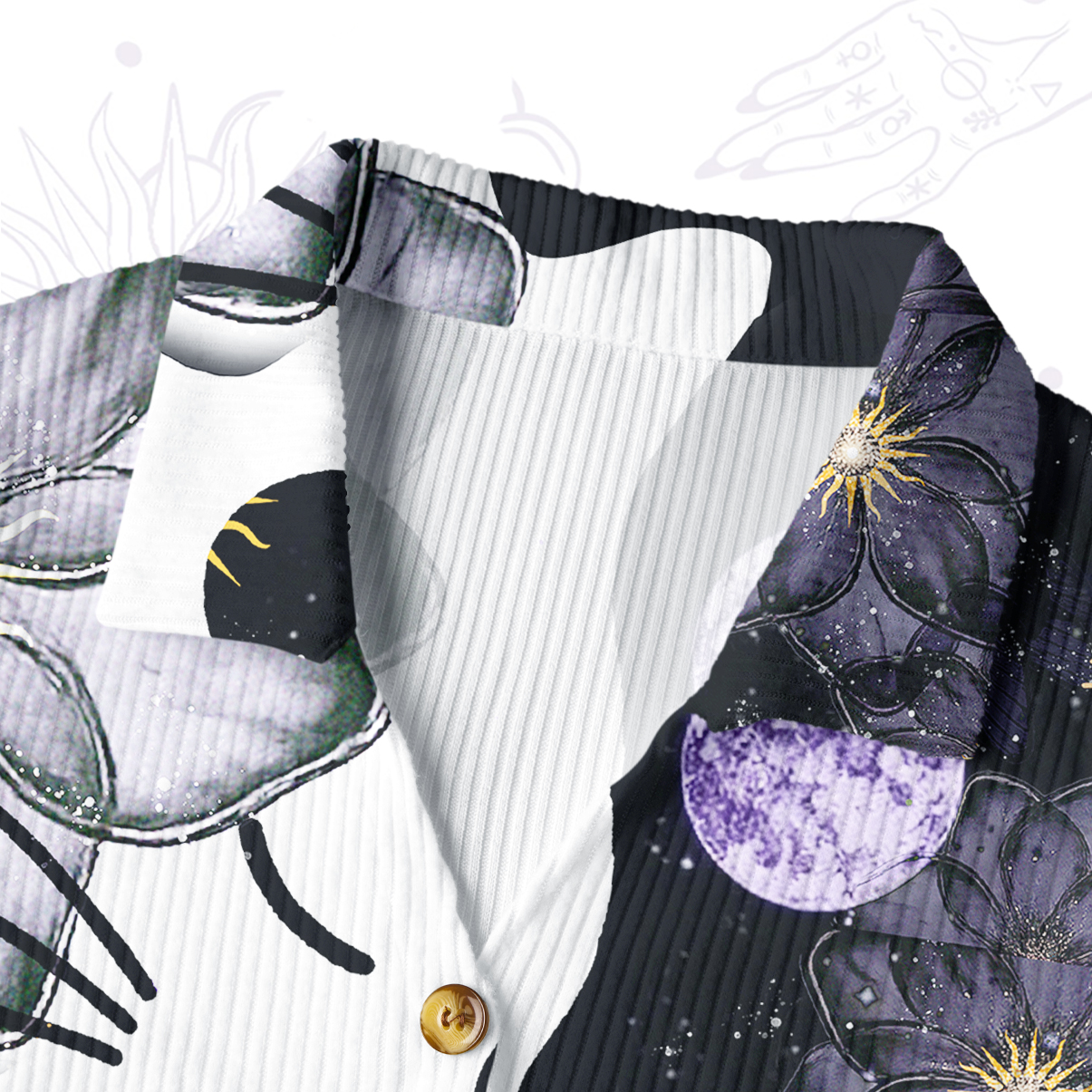 Purplehecate Starlit Cats & Butterflies Ribbed Knit Dress