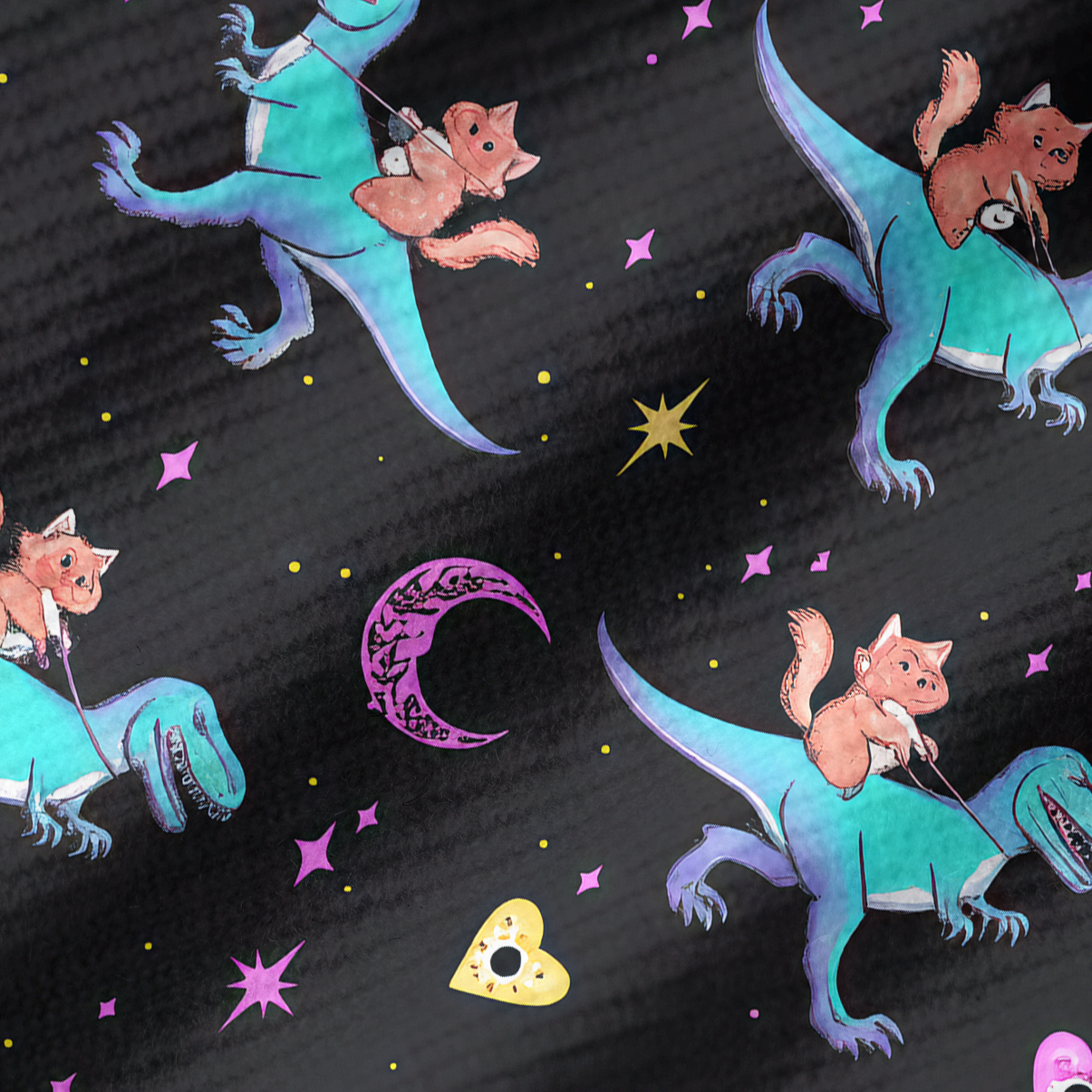 Purplehecate Witch Cat Rides the Dino Ribbed Knit Dress
