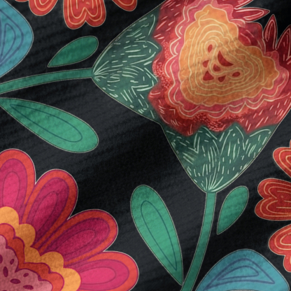 Purplehecate Retro Bloom Folk Floral Ribbed Knit Dress