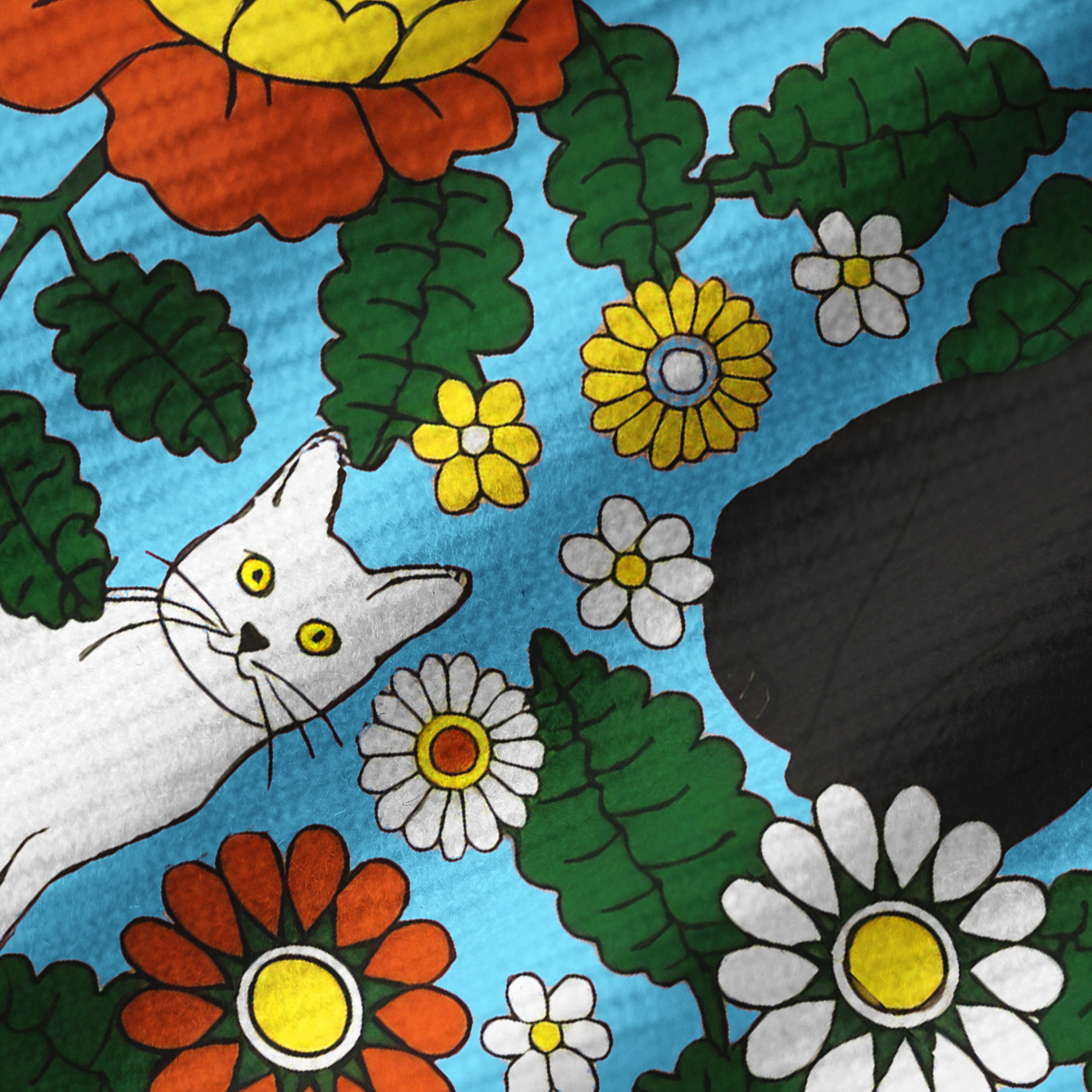 Purplehecate Daisy Cat  Garden Ribbed Knit Dress