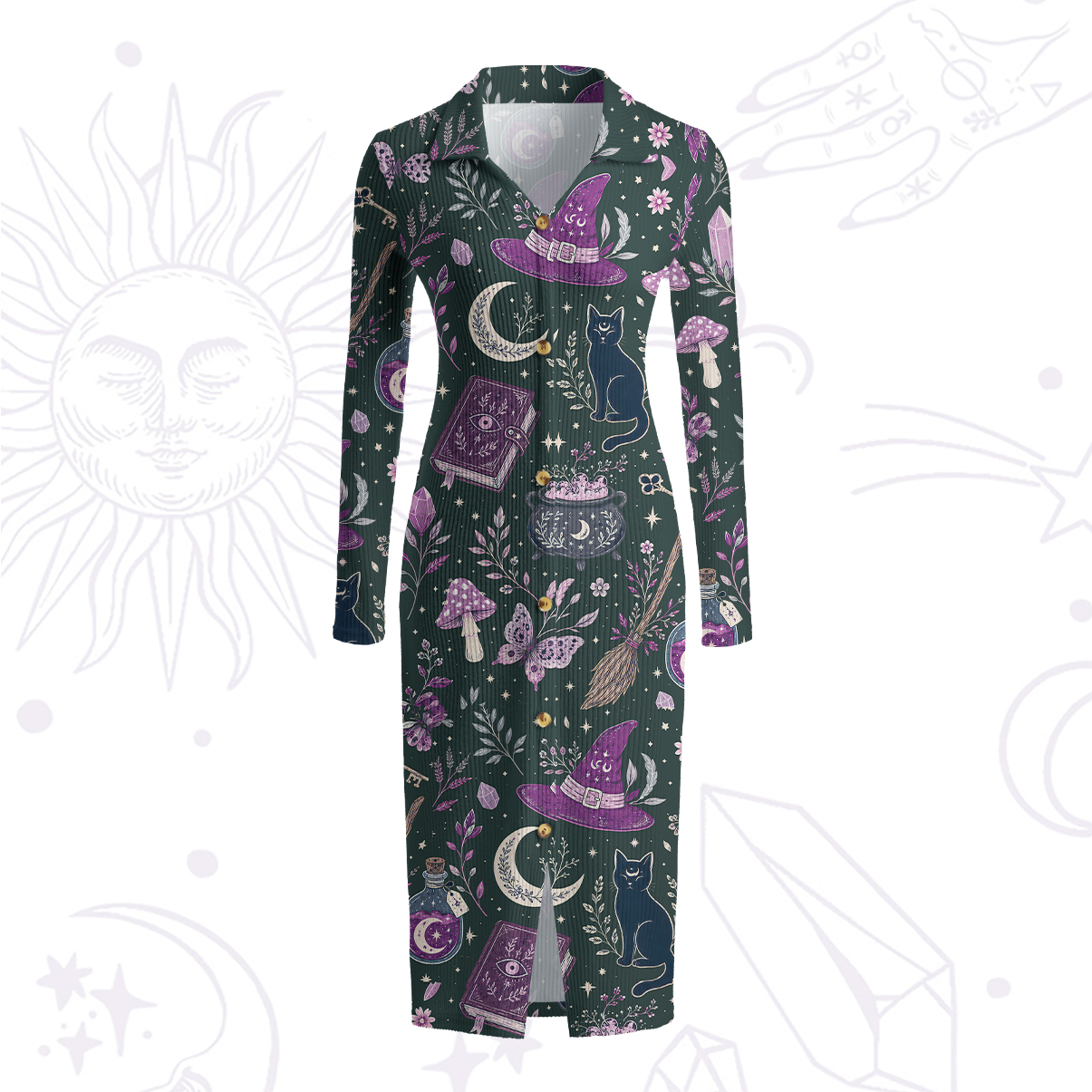 Purplehecate Witchcraft Spellbook Ribbed Knit Dress