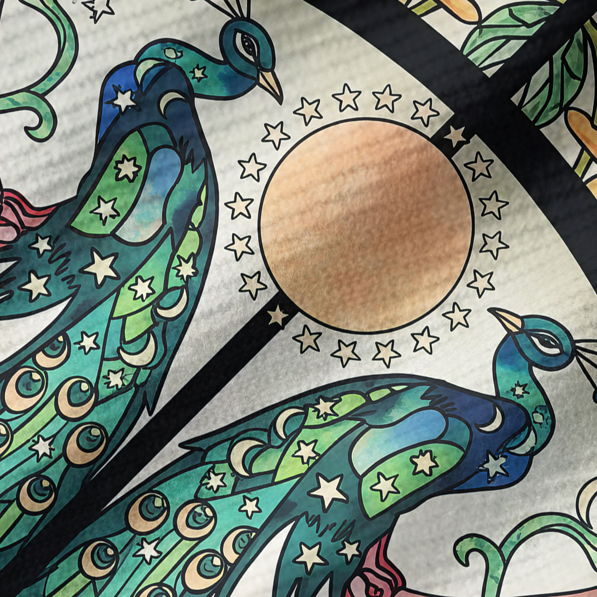 Purplehecate Mystic Peacock Stained Glass Ribbed Knit Dress