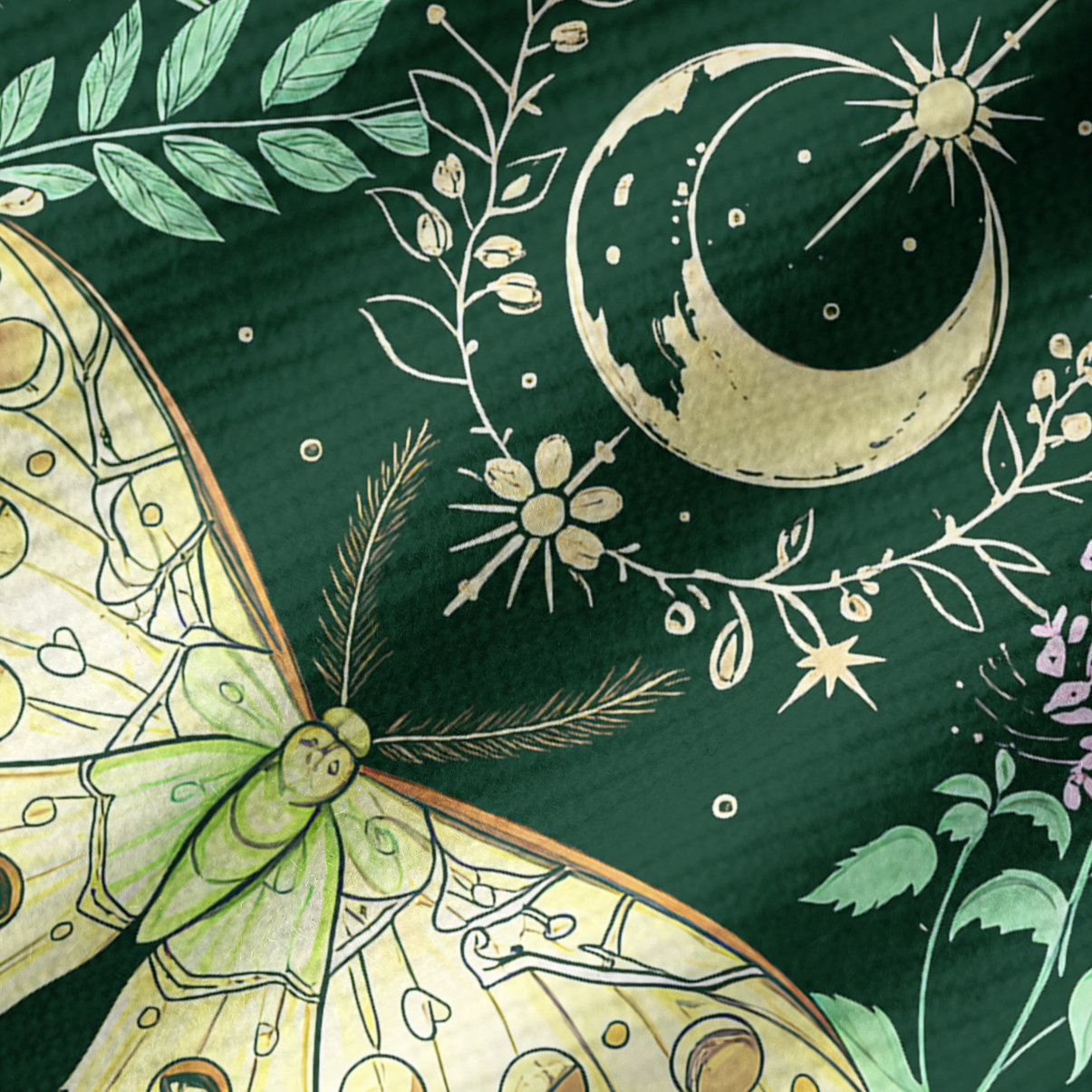 Purplehecate Mystic Lunar Moth Herbal Forest Ribbed Knit Dress