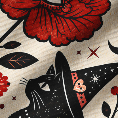 Purplehecate Sacred Cat Floral Ribbed Knit Dress