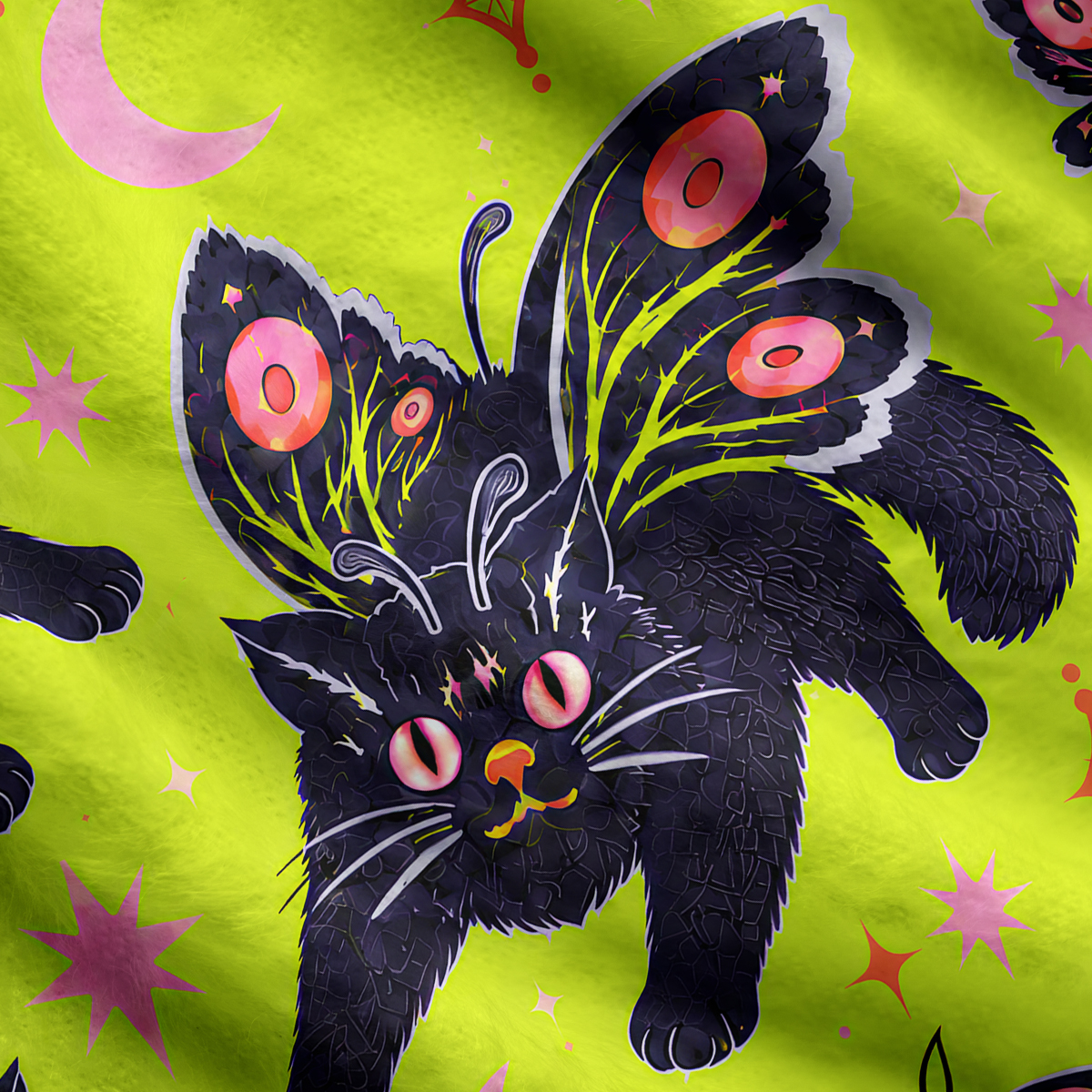 Purplehecate Whimsical Meowin' Winged Black Cat Ugly Cardigan Sweaters