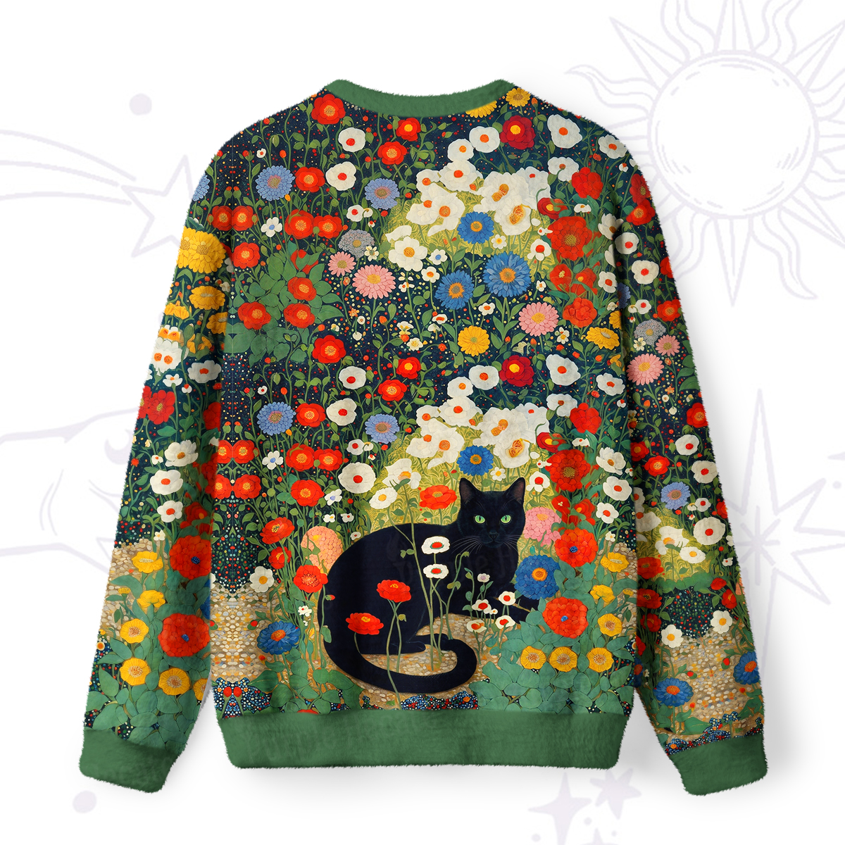 Purplehecate Vintage The Cat in Bloom Fuzzy Ugly Sweatshirt