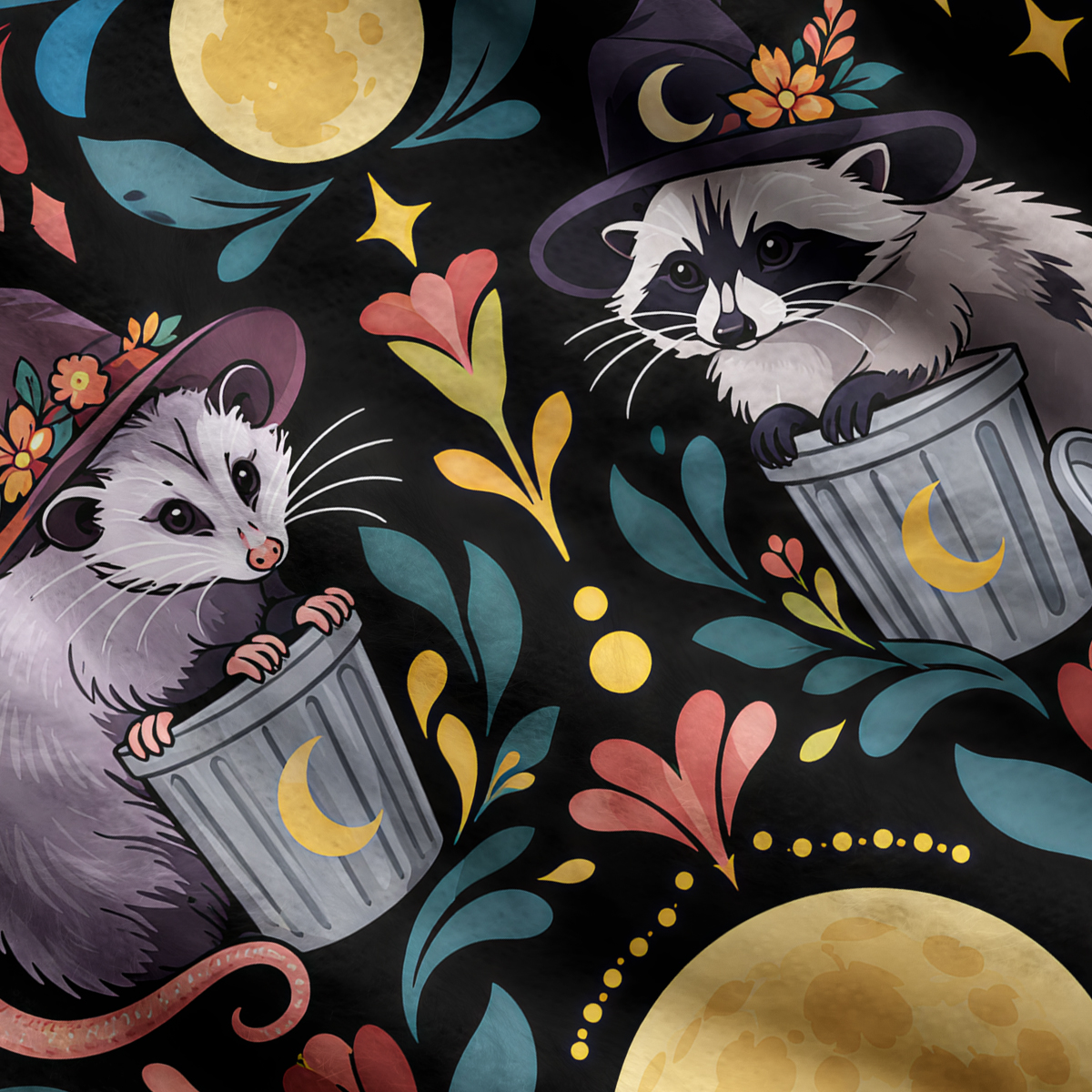 Purplehecate Trash Raccoon & Possum Midnight Mischief Ugly Cardigan Sweaters