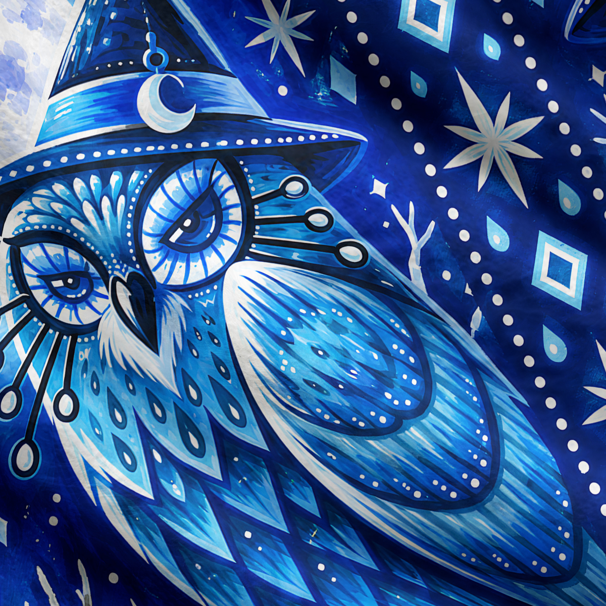 Purplehecate Mystic Snowy Owl Moon Magic Ugly Cardigan Sweaters