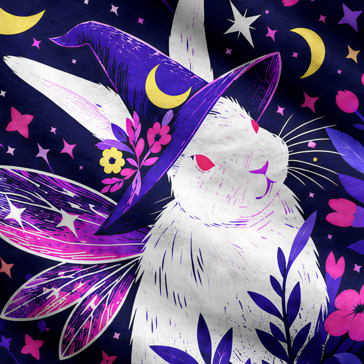Purplehecate Moonlit Magic Rabbit Ugly Cardigan Sweaters