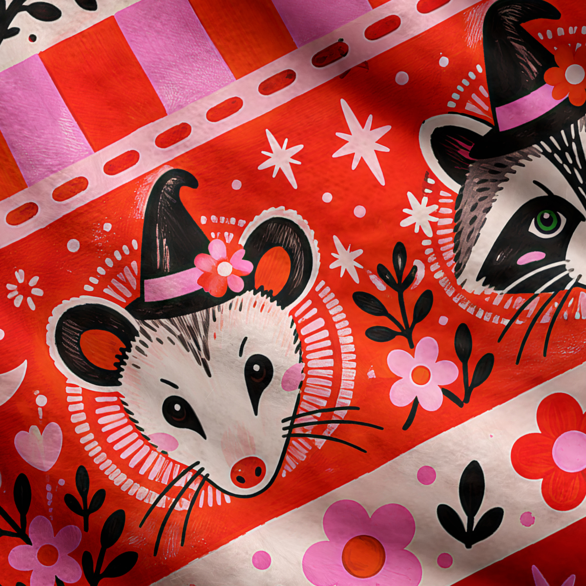 Purplehecate Sweet Raccoon & Mouse Floral Ugly Cardigan Sweaters