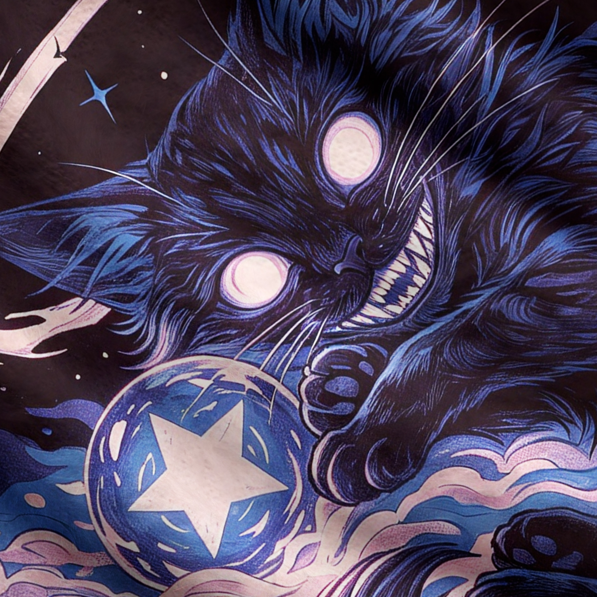 Purplehecate Starsea Vortex Mischief Ghost Cat Ugly Cardigan Sweaters