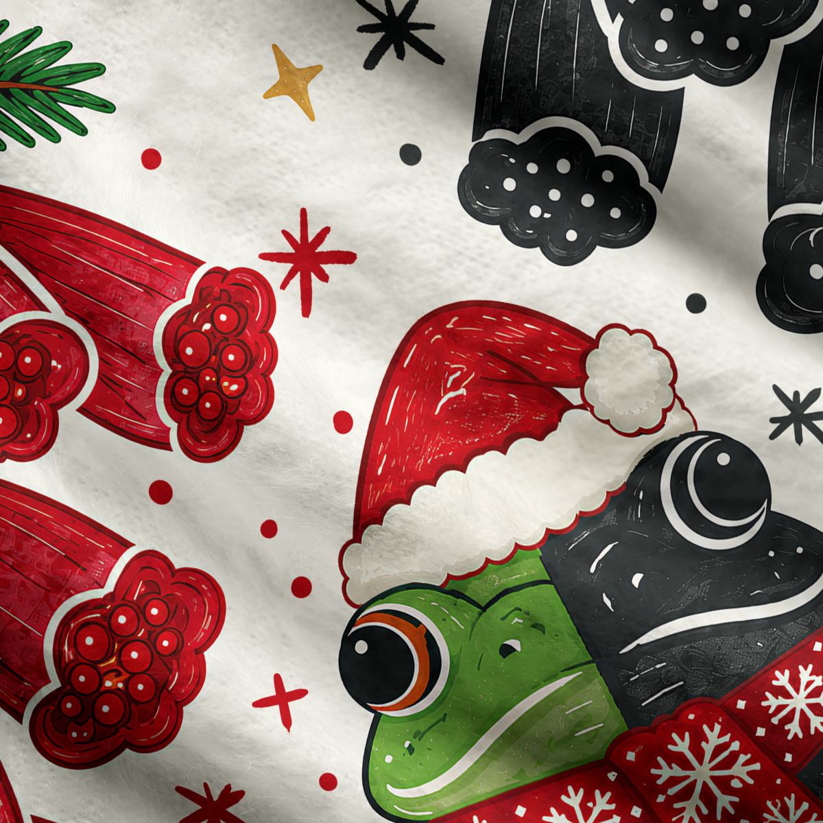 Purplehecate Dual-Tone Frog Garden Christmas Ugly Cardigan Sweaters